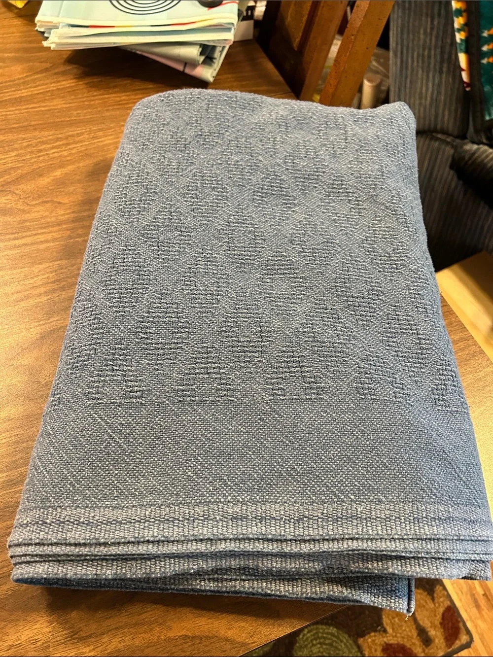 Soft Blue Cotton Throw Blanket - Cozy Everyday Layer